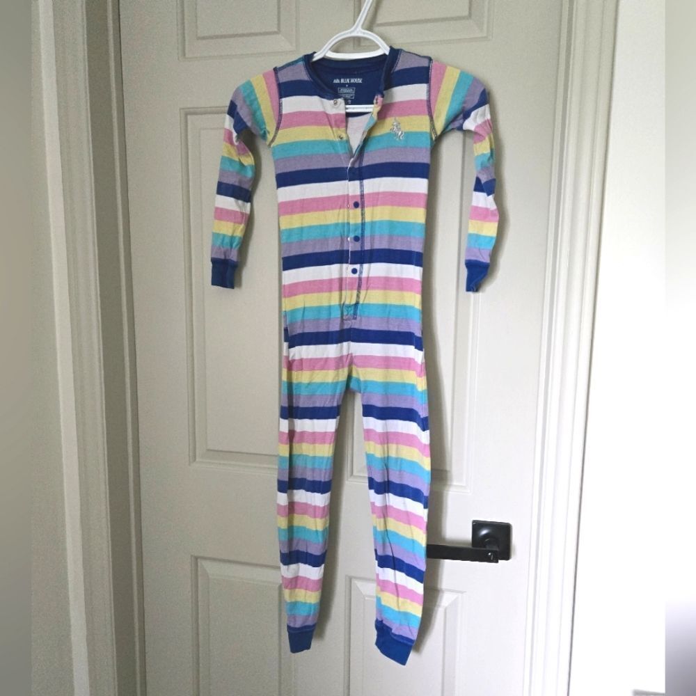 Little Blue House Striped Unicorn Pajama  Size 6 M